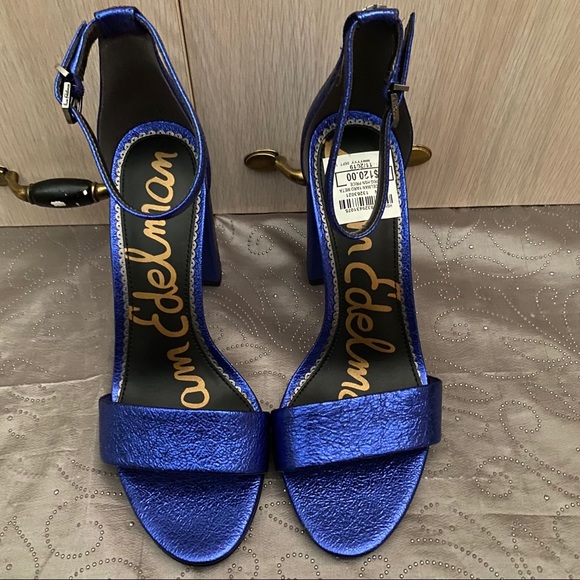 Sam Edelman Yaro Blue Block Heels Sandals Size 7.5 - Picture 2 of 11